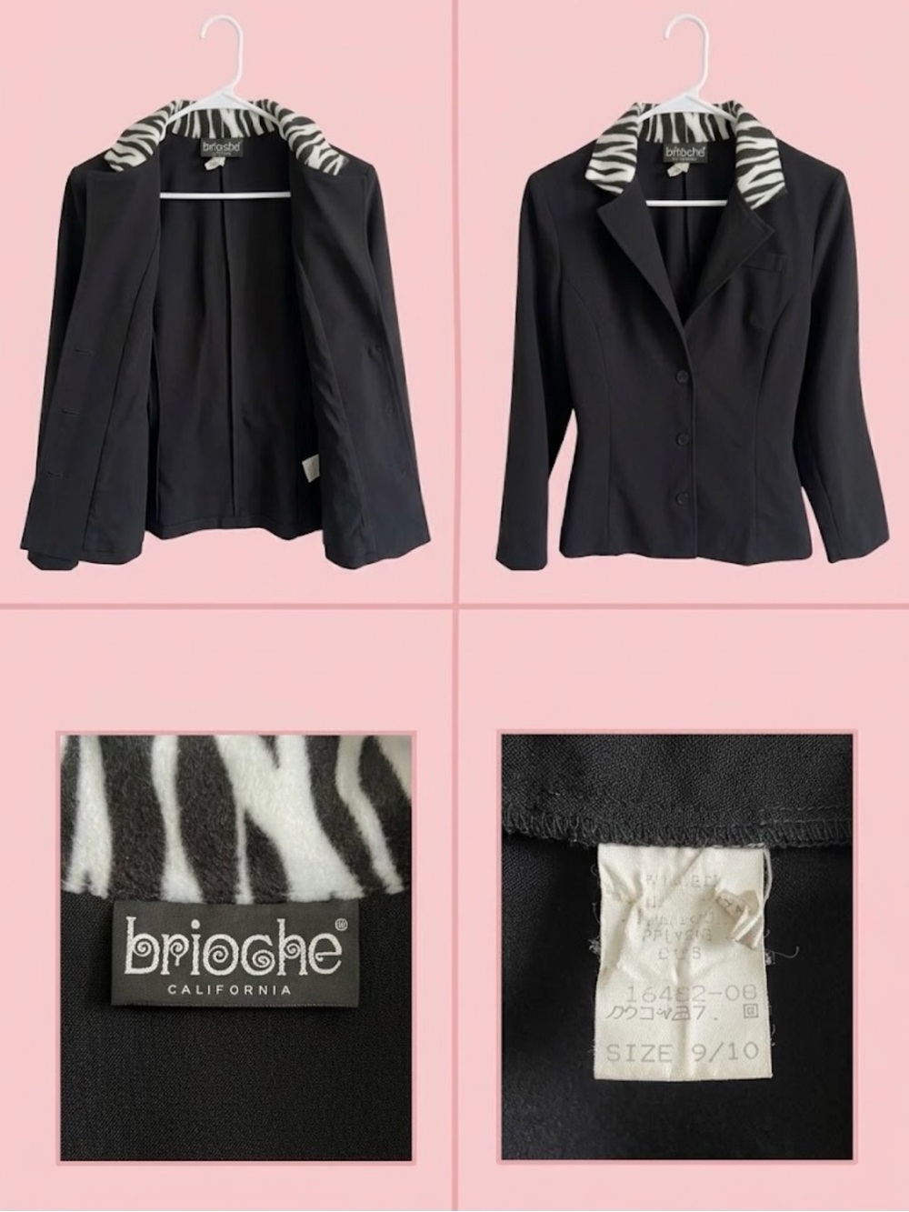 Black Zebra-Trim Women's Blazer - Size 9/10 fits like a small medium